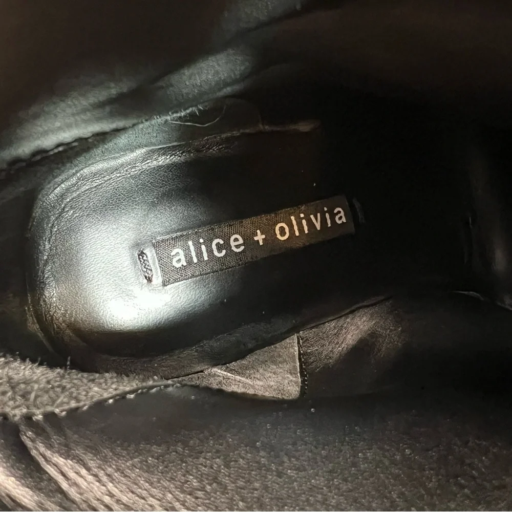 Alice+Olivia Suede Platform Heeled Booties Boots Black Size 8.5